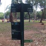 Placas de referências de direção dentro do Parque do Ibirapuera