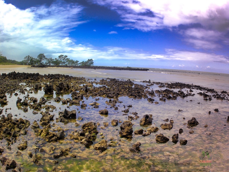 foto-mostra-diversas formações-de-corais-e-piscinas-naturais-formadas-pela-baixa-da-maré-praia-de-gramuté-aracruz-es
